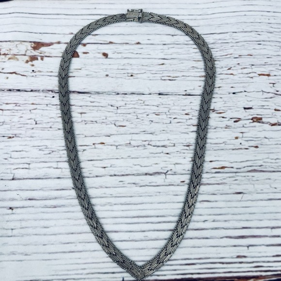 Italian 925 Sterling Silver Woven 17" V-Shaped Necklace & 7.5" Bracelet 7mm 50g - Picture 8 of 12